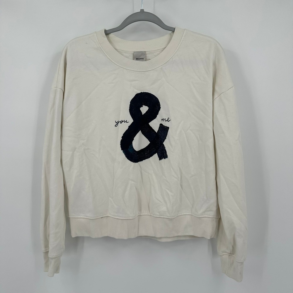 Maeve Anthropologie Roomytown You & Me Women Sweatshirt Sz S Oversized Soft Girl